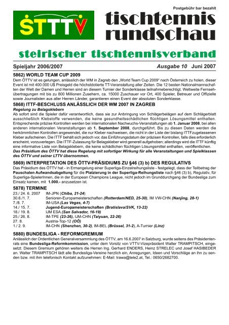 tischtennis rundschau - Steirischer Tischtennisverband