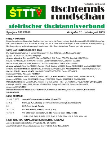 tischtennis rundschau - Steirischer Tischtennisverband