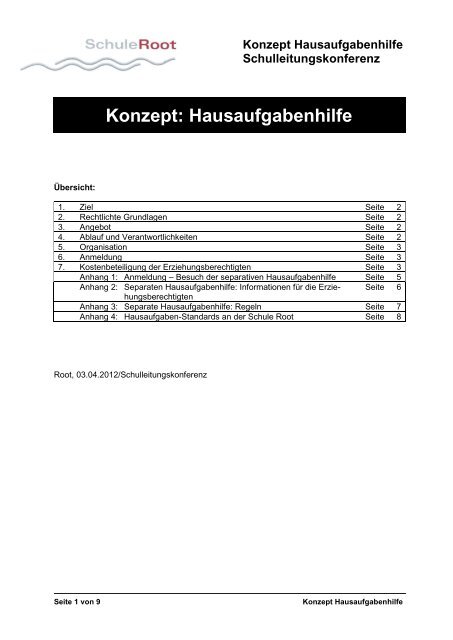 Konzept Hausaufgabenhilfe - Schule Root