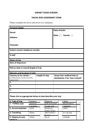 MARKET CROSS SURGERY TRAVEL RISK ASSESSMENT FORM ...