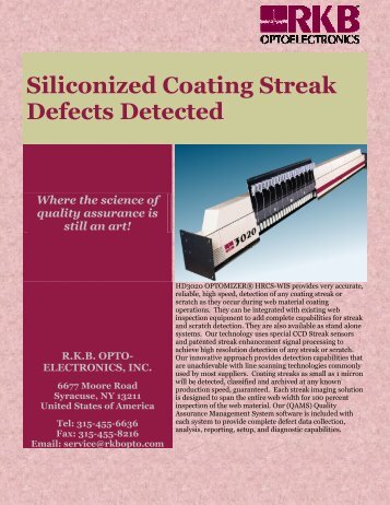 Siliconized Coating Streak Defects Detected - RKB Opto-Electronics ...