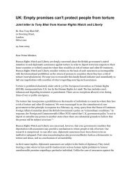 Human Rights Watch and Liberty letter to PM Tony Blair re torture ...
