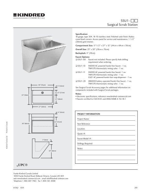 Ssu1 Surgical Scrub Station Franke