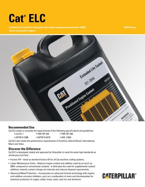 CatÂ® ELCâ¢ (Extended Life Coolant) - Caterpillar Oil & Gas: Home