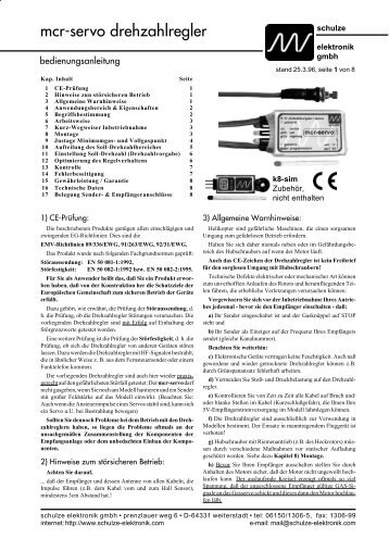 mcr-servo drehzahlregler . -  Schulze Elektronik GmbH