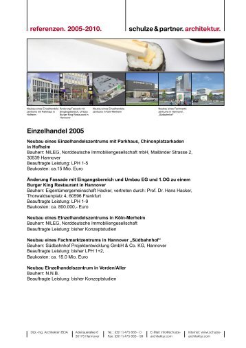 schulze & partner. architektur. referenzen. 2005-2010. Einzelhandel ...