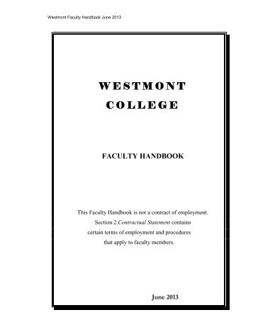 FACULTY HANDBOOK - Westmont College