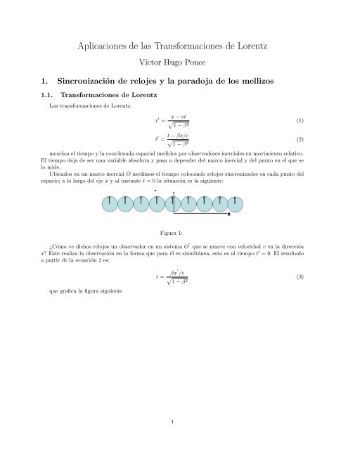 Aplicaciones de las Transformaciones de Lorentz