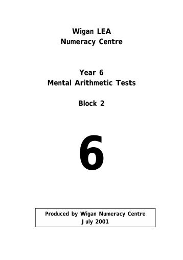 Year 6 Block 2 Mental Maths - Wigan Schools Online