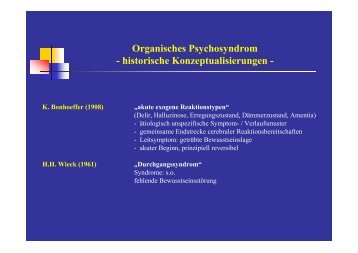 Organisches Psychosyndrom - Medizinische UniversitÃ¤t Graz