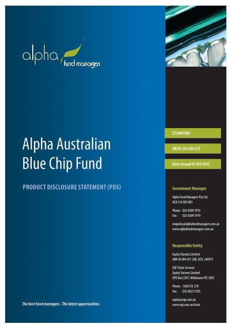 3. Benefits of investing in the Alpha Australian Blue Chip Fund