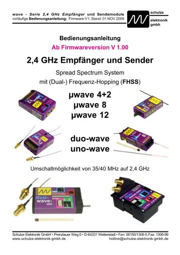 2,4 GHz Empfänger und Sender µwave 4+2 µwave 8 µwave 12 duo ...