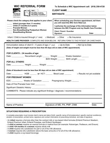 WIC Referral Form - Wake County Government