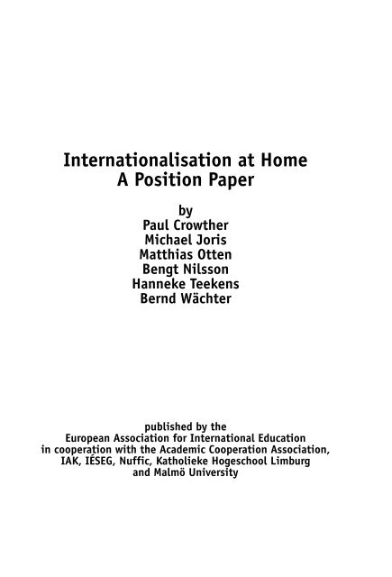 Internationalisation at Home A Position Paper - CiteSeerX