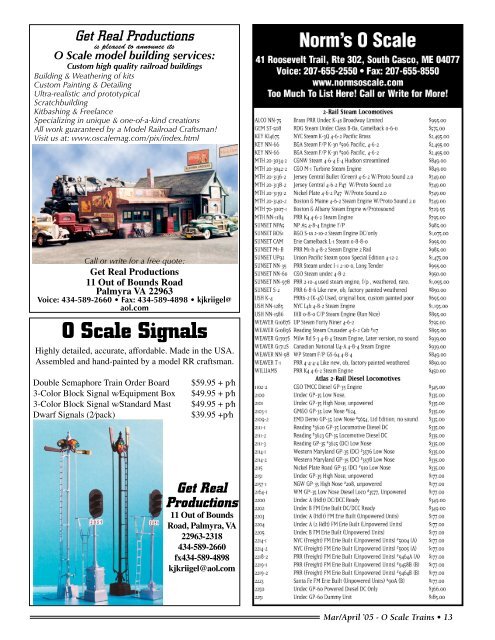 US $5.95 • Can $7.95 - O Scale Trains Magazine Online