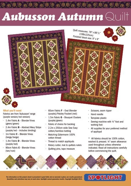 Aubusson AutumnQuilt - Spotlight Promotions