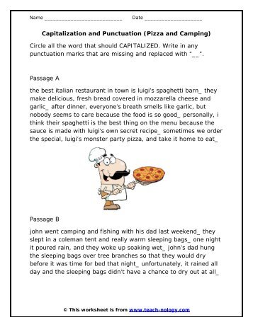Capitalization and Punctuation (Pizza and Camping) - Teach-nology
