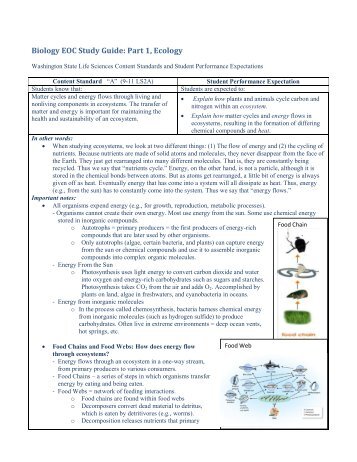 Biology EOC Study Guide: Part 1, Ecology