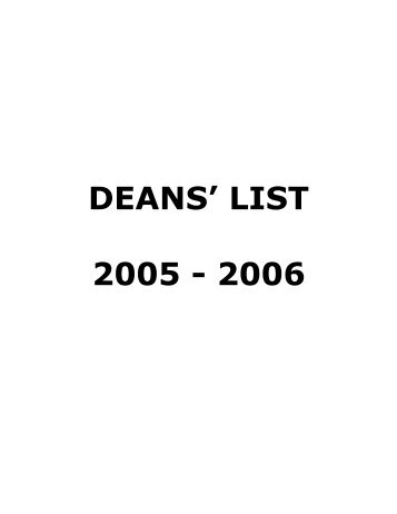 DEANS' LIST 2005 - 2006