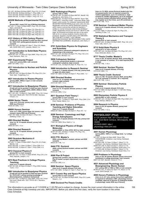 Spring 2010 Class Schedule - One Stop Home - University of ...