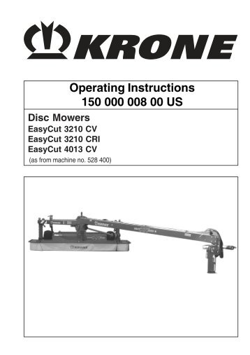 Operating Instructions 150 000 008 00 US - Krone North America