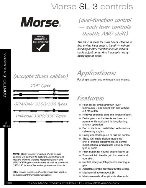 Morse SL-3 controls - Jamestown Distributors