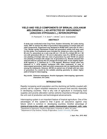 Solanum melongena L. - Journal of Agricultural Research