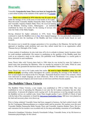 Biography The Buddhist Vihara Victoria