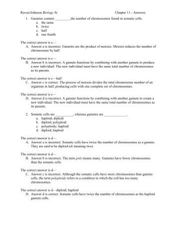 Raven/Johnson Biology 8e Chapter 11 - Answers 1. Gametes ...