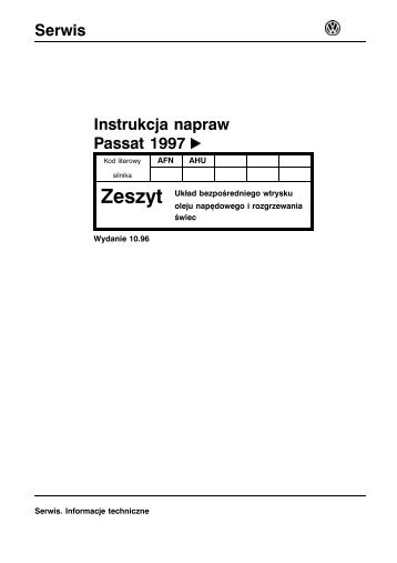 Instrukcja napraw Passat 1997 >