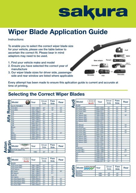Subaru Tribeca Driver Side Wiper Blade Size - Greatest Subaru