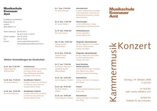 Konzert Kammermusik - Musikschule Knonaueramt