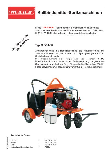 Kaltbindemittel-Spritzmaschinen - Maus GmbH