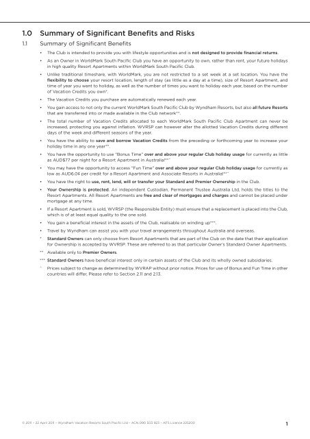 Product Disclosure Statement - Wyndham Vacation Resors Asia ...