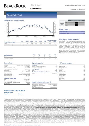 Factsheet,BGF World Gold Fund-E-EUR 31 de Mayo de ... - BlackRock