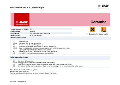 Etiket Caramba (WG format) - Basf