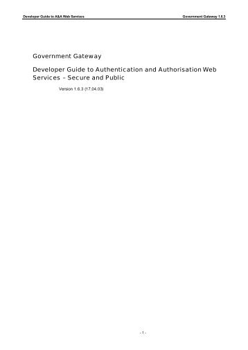 Government Gateway Developer Guide to Authentication and ...