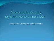 Sacramento County Ag Tourism Code & Cottage Food