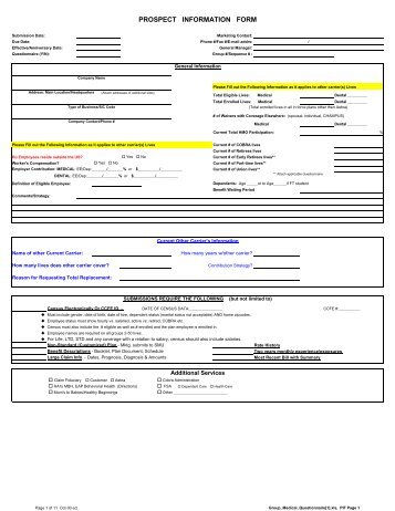 PROSPECT INFORMATION FORM