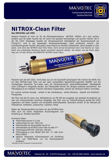 NITROX-Clean Filter - MaVoTec