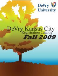 FALL 2009 REG CAT - DeVry - Kansas City - DeVry University