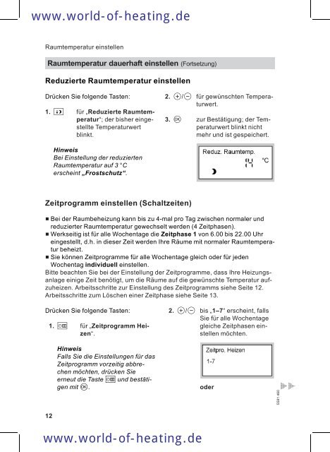 Bedienungsanleitung - World of Heating