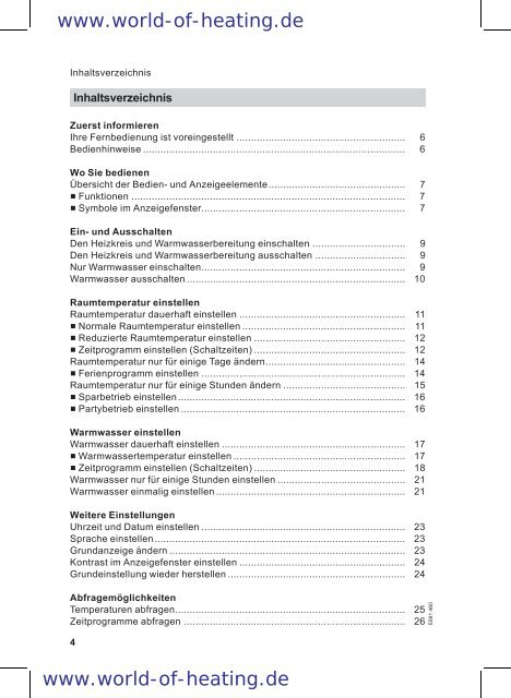 Bedienungsanleitung - World of Heating