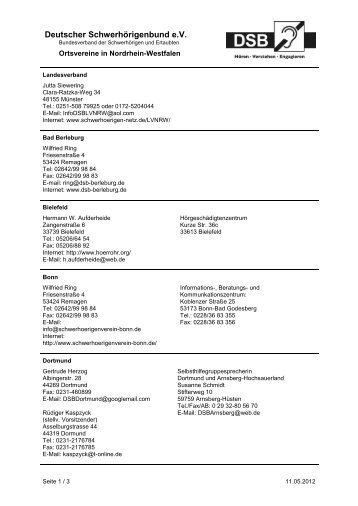 Adressen Nordrhein-Westfalen - Schwerhoerigen-Netz