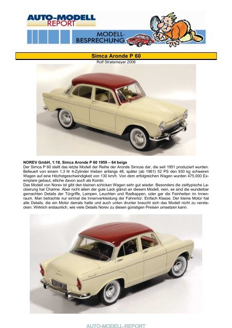 Simca Aronde P 60 - Auto-Modell-Report