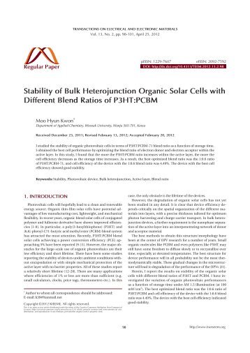 Stability of Bulk Heterojunction Organic Solar Cells with Different ...