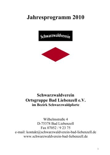 Jahresprogramm 2010 - Schwarzwaldverein Bad Liebenzell