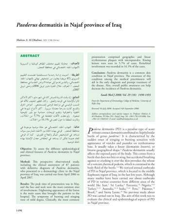 Paederus dermatitis in Najaf province of Iraq - Saudi Medical Journal