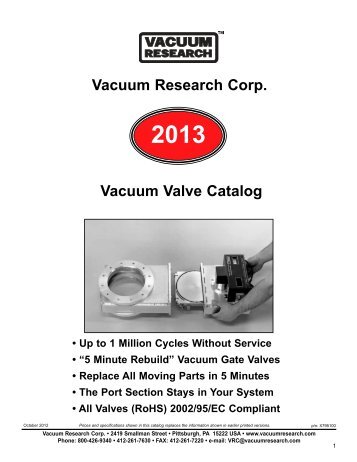 Complete 2013 Catalog, PDF - Vacuum Research Corp.