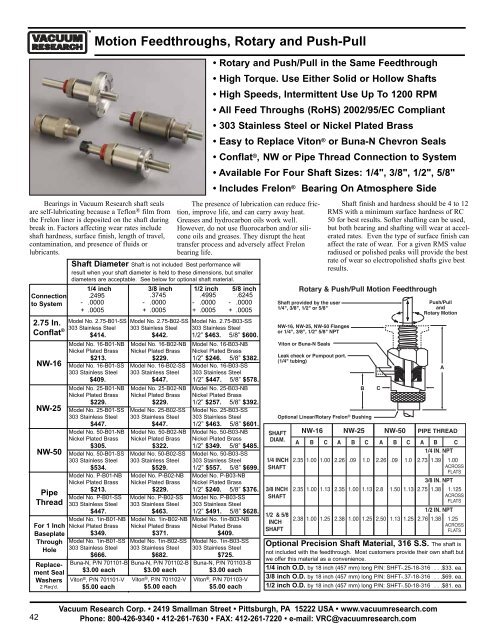 Complete 2013 Catalog, PDF - Vacuum Research Corp.